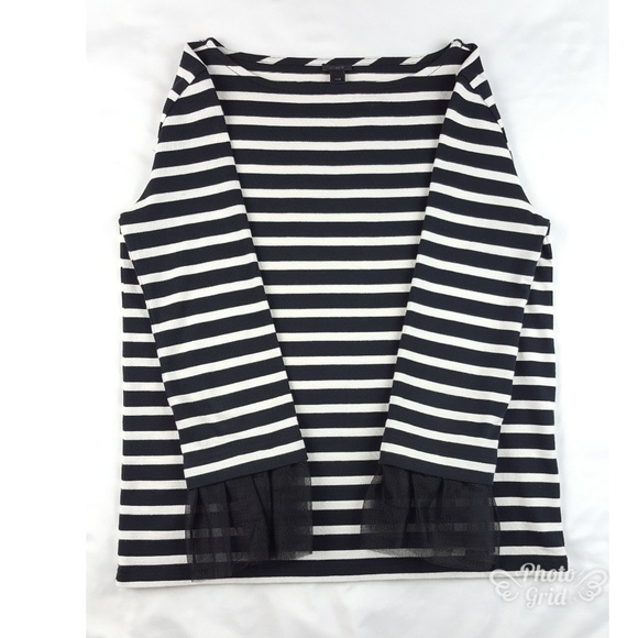 J Crew Tulle Cuffed Stripe T-Shirt - Picture 6 of 8